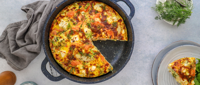 Smoked Salmon  Goats cheese frittata 663 x 285