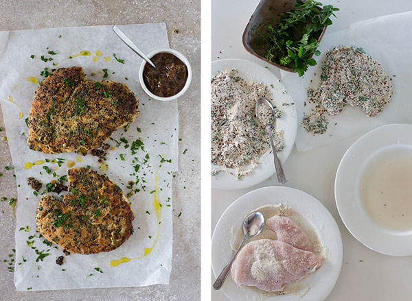 Making herb-crusted chicken