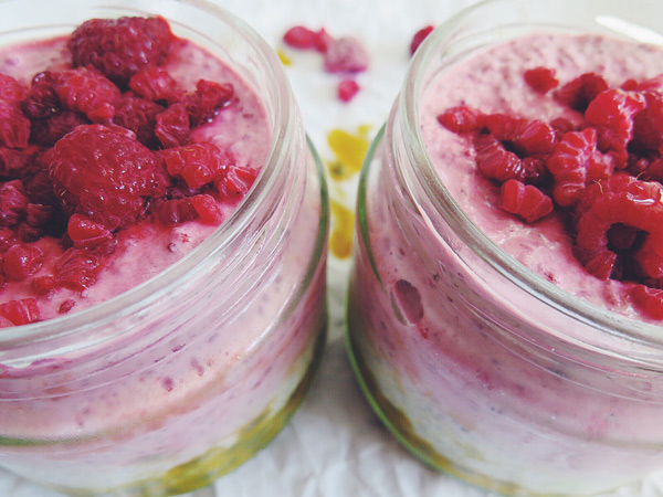 Raspberry passionfruit and chia seed pudding