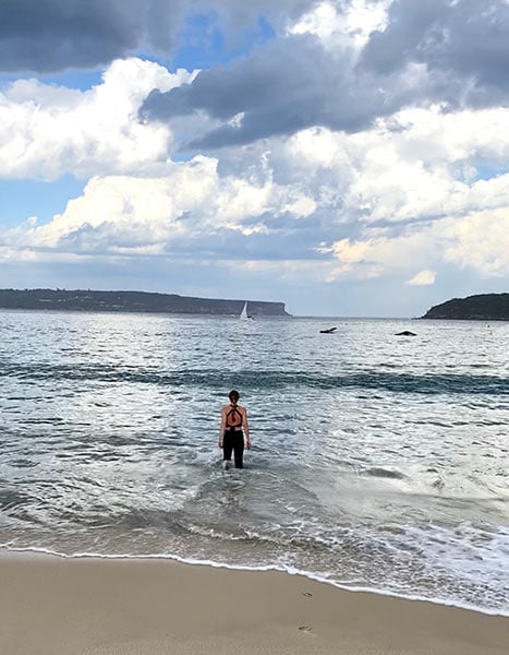 Tash Sefton going for a swim at Sydney's Balmoral beach