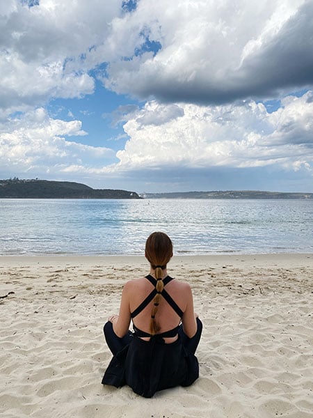 Tash Sefton's morning meditation on the beach