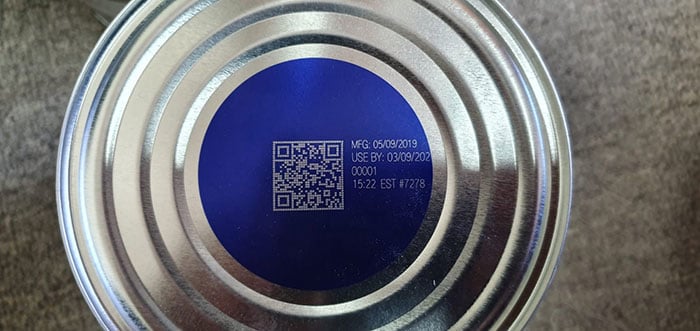 QR code on the bottom of Blackmores Infant Formula tin