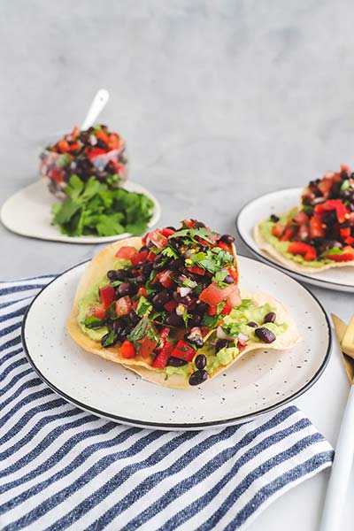 Baked black bean tostadas