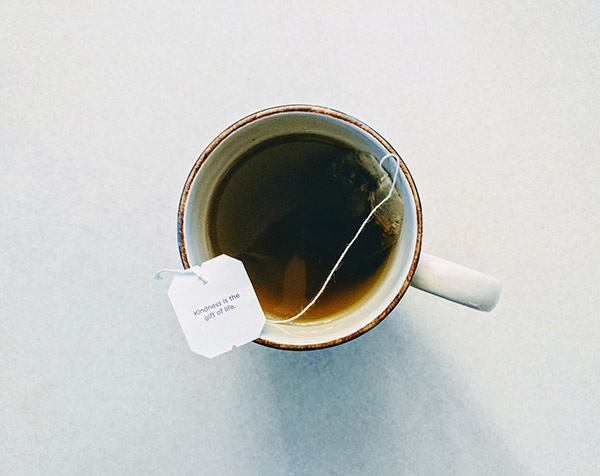 Ceramic mug filled with tea