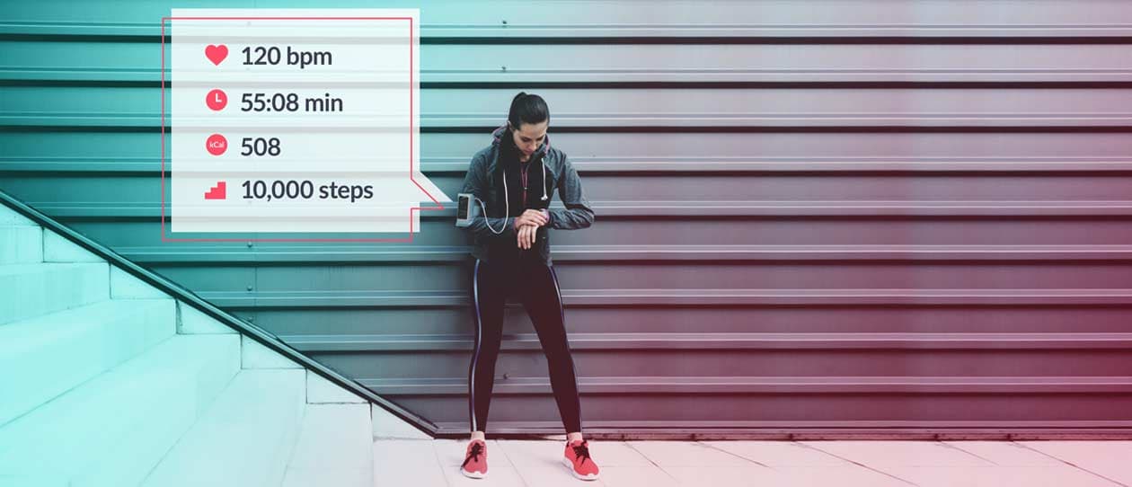 Woman measuring her fitness stats