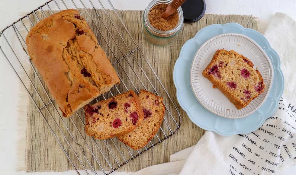 Pear and raspberry loaf