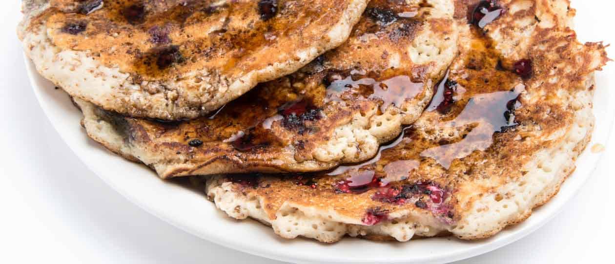 Wholemeal pancakes with hot blueberries | Blackmores